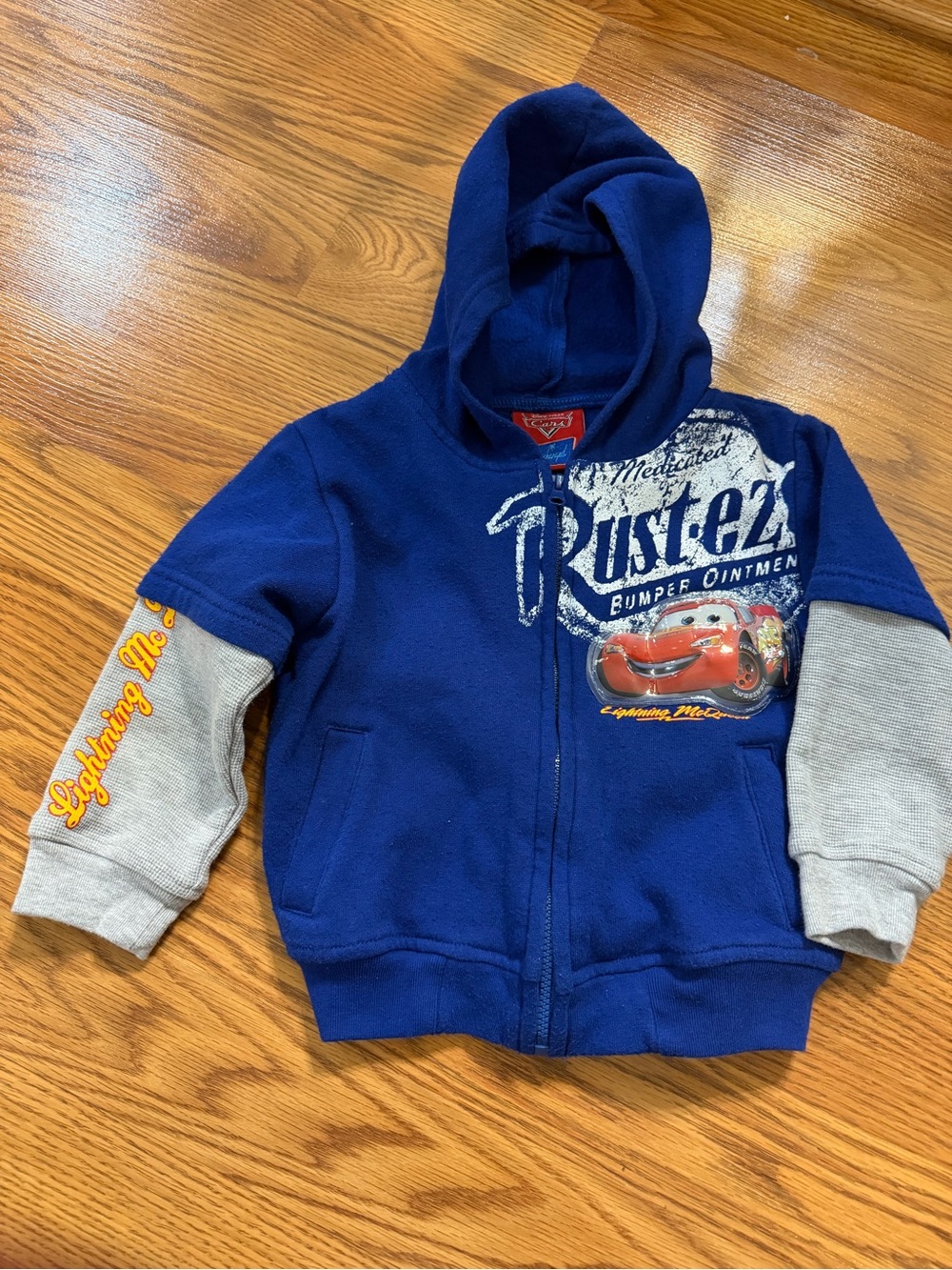 Vintage Rust-eze Lightning McQueen Supercharged Hooded Light up Zip Jacket 2t
